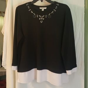 Embellished black knit top